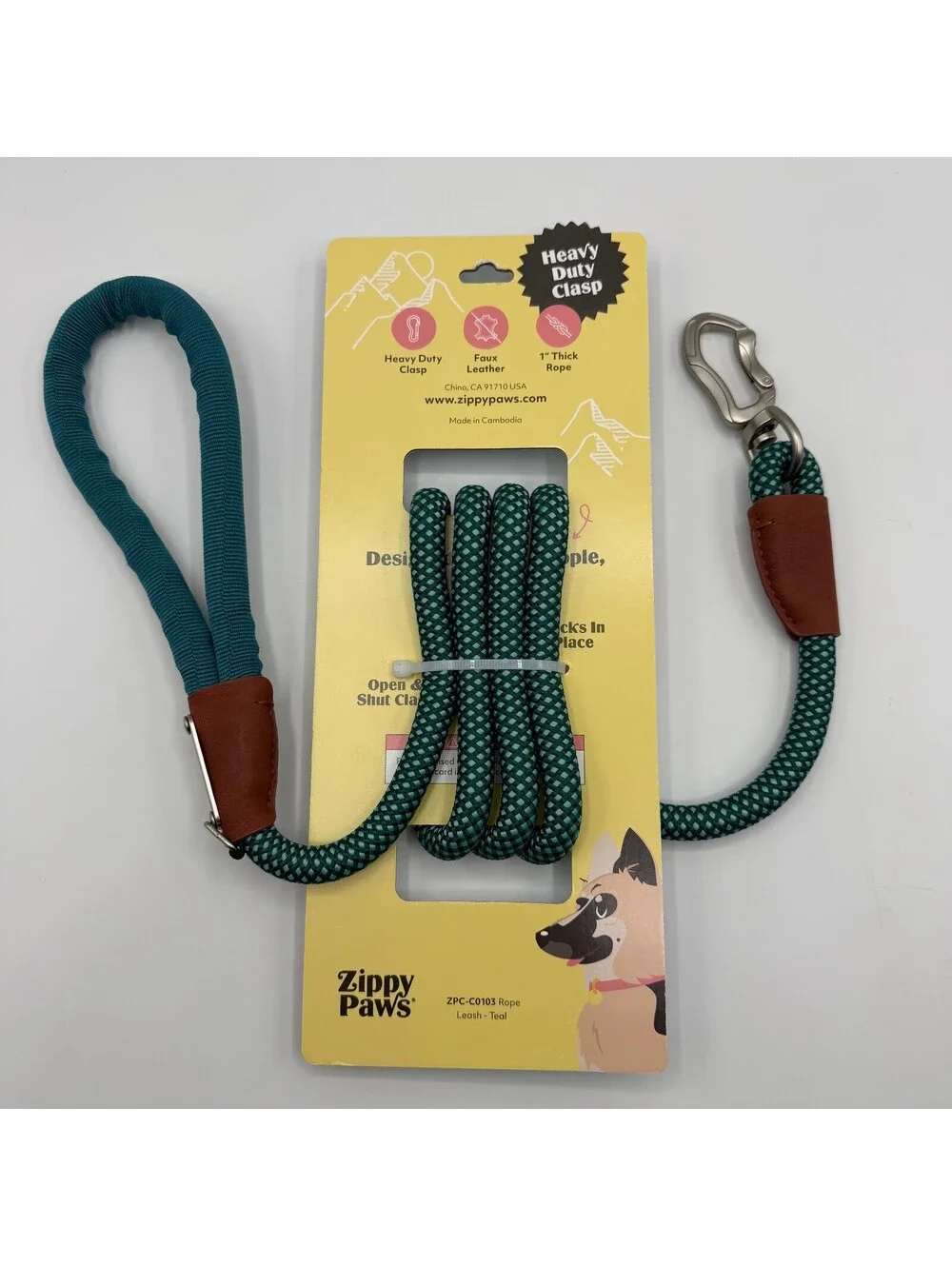 ZippyPaws Rope Leash 5 Foot Teal Dog Leash 1